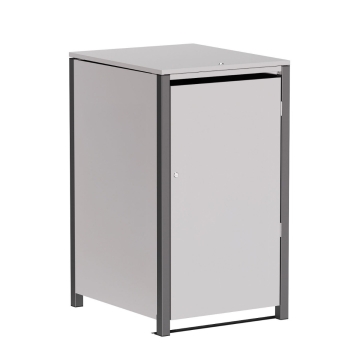 Vuilnisbak doos Helmut voor 1 -  120L in  Lichtgrijs metallic met donkergrijs frame