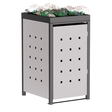 Vuilnisbak doos Anna voor 1 -  120L in  Lichtgrijs metallic met donkergrijs frame