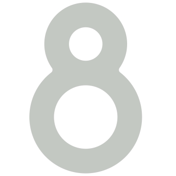Zelf -adhesief huisnummer "8" - 40 mm lichtgrijs