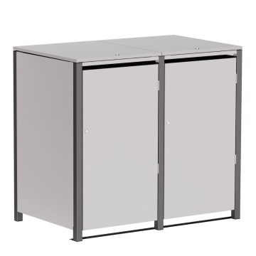 Vuilnisbak doos Hugo voor 2 -  240L in Lichtgrijs metallic met donkergrijs frame