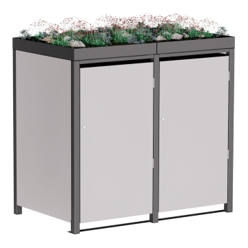 Vuilnisbak doos Tilda voor 2 - 240L in Lichtgrijs metallic met donkergrijs frame