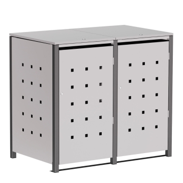  Vuilnisbak doos Horst voor 2 -  120L in  Lichtgrijs metallic met donkergrijs frame 