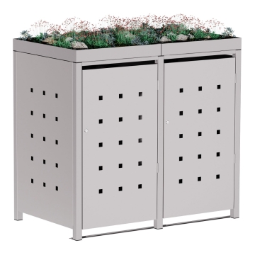 Vuilnisbak doos Martha voor 2 - 240L in Lichtgrijs metallic
