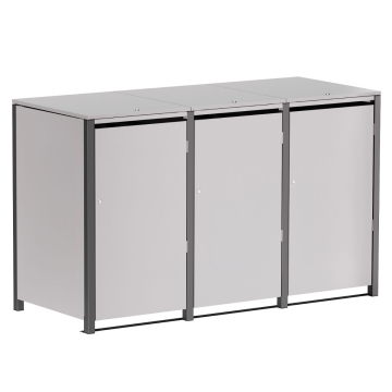 Vuilnisbak doos Helmut voor 3 - 120L in Lichtgrijs metallic met donkergrijs frame