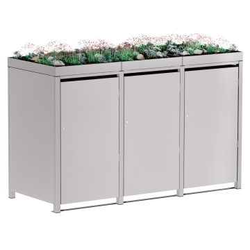 Vuilnisbak doos Tilda voor 3 - 240L in Lichtgrijs metallic