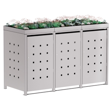 Vuilnisbak doos Martha voor 3 - 240L in Lichtgrijs metallic