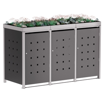 Vuilnisbak doos Martha voor 3 - 240L in Antraciet met signaalgrijs frame