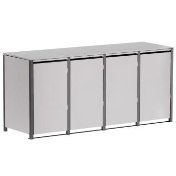 Vuilnisbak doos Hugo voor 4 - 240L in Lichtgrijs metallic met donkergrijs frame