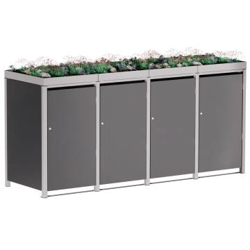 Vuilnisbak doos Tilda voor 4 - 240L in Antraciet met signaalgrijs frame