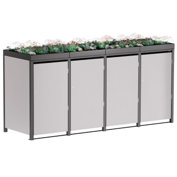 Vuilnisbak doos Tilda voor 4 - 240L in Lichtgrijs metallic met donkergrijs frame