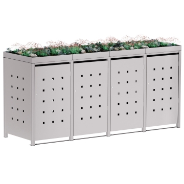 Vuilnisbak doos Martha voor 4 - 240L in Lichtgrijs metallic