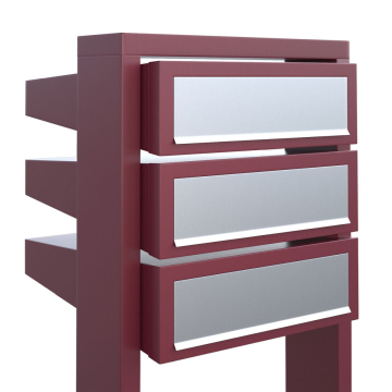 Brievenbus unit Stairs for Three in Rood met RVS inwerpklep