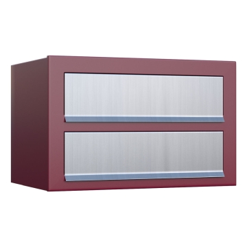 Postkastsysteem Cube voor twee Rood met RVS inwerpklep