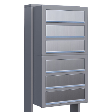 Brievenbus unit Cube for Six in Grijs Metallic met RVS inwerpklep