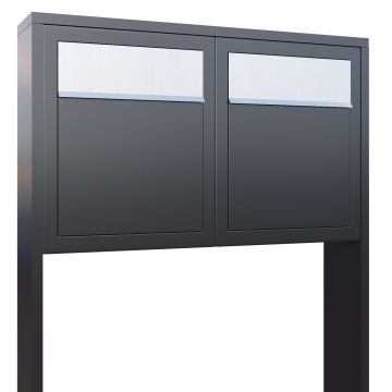 Brievenbus unit Base for Two in Antraciet met RVS inwerpklep