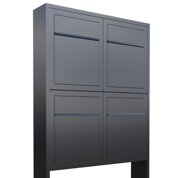 Brievenbus unit Base for Four in Antraciet met RVS inwerpklep