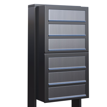 Brievenbus unit Cube for Six in Antraciet met RVS inwerpklep