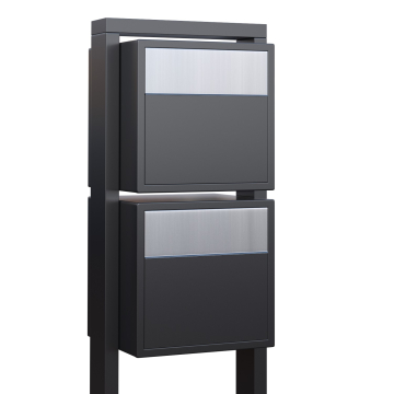 Brievenbus unit Soprano for Two in Antraciet met RVS inwerpklep