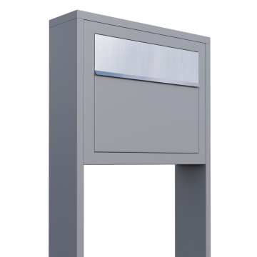 Vrijstaande brievenbus Elegance in Grijs Metallic met RVS inwerpklep