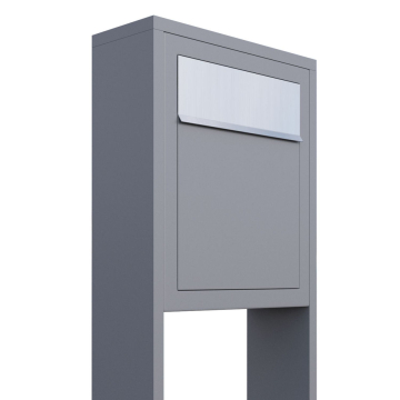 Vrijstaande brievenbus Base in Grijs Metallic met RVS inwerpklep