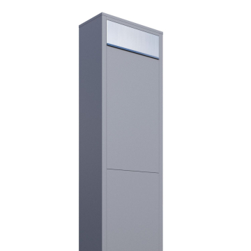 Vrijstaande brievenbus Big Box in Grijs Metallic met RVS inwerpklep
