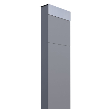 Vrijstaande brievenbus The Box in Grijs Metallic met RVS inwerpklep