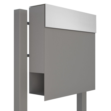 Vrijstaande brievenbus Manhattan in Grijs Metallic met RVS inwerpklep