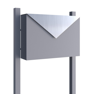 Vrijstaande brievenbus Letter in Grijs Metallic met RVS inwerpklep