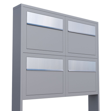 Brievenbus unit Elegance for Four in Grijs Metallic met RVS inwerpklep