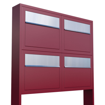 Brievenbus unit Elegance for Four in Rood met RVS inwerpklep