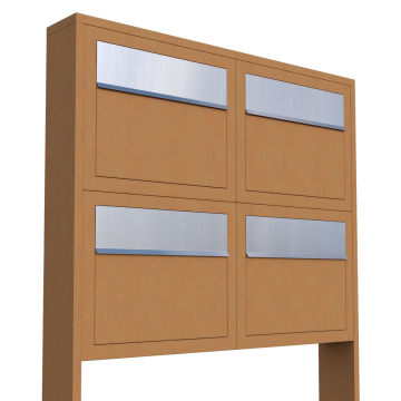 Brievenbus unit Elegance for Four in Okerbruin met RVS inwerpklep