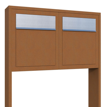 Brievenbus unit Base for Two in Okerbruin met RVS inwerpklep