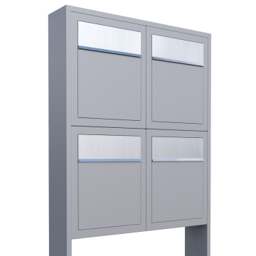 Brievenbus unit Base for Four en Grijs Metallic met RVS inwerpklep
