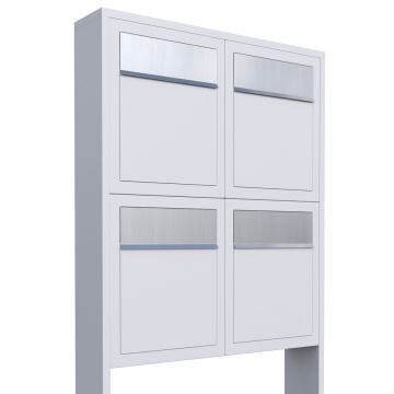 Brievenbus unit Base for Four en Wit met RVS inwerpklep