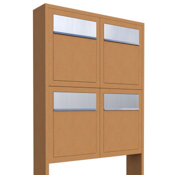 Brievenbus unit Base for Four in Okerbruin met RVS inwerpklep