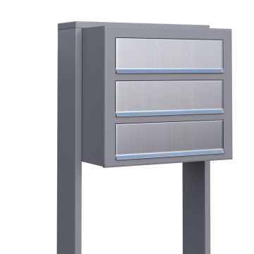 Brievenbus unit Cube for Three in Grijs Metallic met RVS inwerpklep