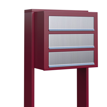 Brievenbus unit Cube for Three in Rood met RVS inwerpklep