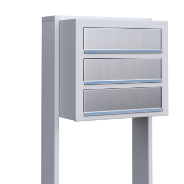 Brievenbus unit Cube for Three in Wit met RVS inwerpklep