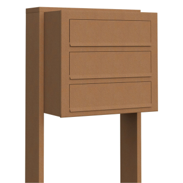 Brievenbus unit Cube for Three in Okerbruin