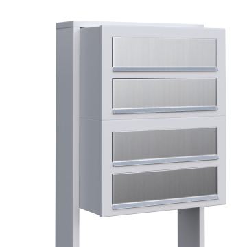 Brievenbus unit Cube for Four in Wit met RVS inwerpklep