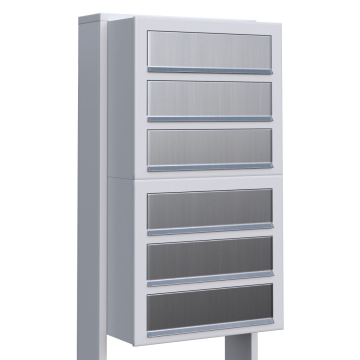 Brievenbus unit Cube for Six in Wit met RVS inwerpklep