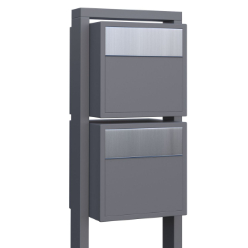 Brievenbus unit Soprano for Two in Grijs Metallic met RVS inwerpklep