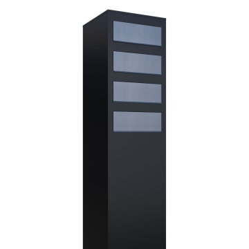Brievenbus unit Monolith for Four in Zwart met RVS inwerpklep