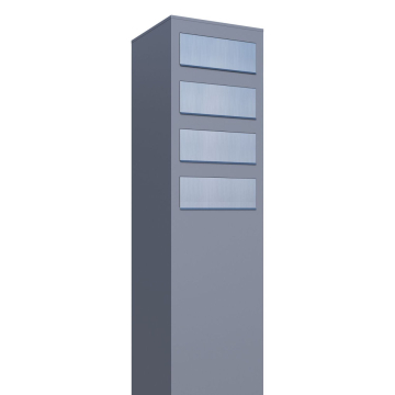 Brievenbus unit Monolith for Four in Grijs Metallic met RVS inwerpklep