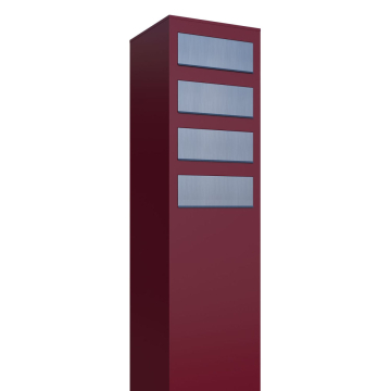 Brievenbus unit Monolith for Four in Rood met RVS inwerpklep
