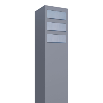 Brievenbus unit Monolith for Three in Grijs Metallic met RVS inwerpklep