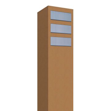 Brievenbus unit Monolith for Three in Okerbruin met RVS inwerpklep