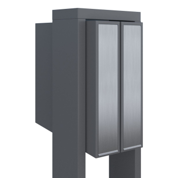 Brievenbus unit Flag for Two in Grijs Metallic met RVS inwerpklep