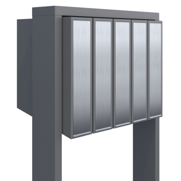 Brievenbus unit Flag for Five in Grijs Metallic met RVS inwerpklep