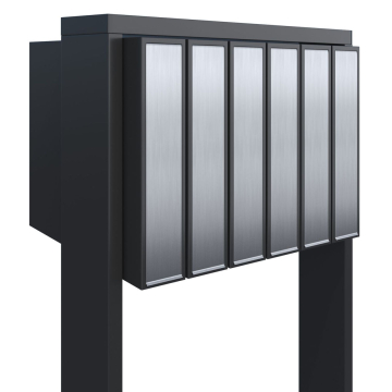 Brievenbus unit Flag for Six in Zwart met RVS inwerpklep